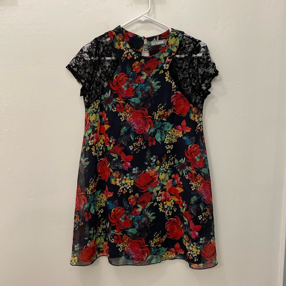 Floral dress black underlay